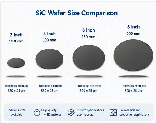 sic wafer size comparision